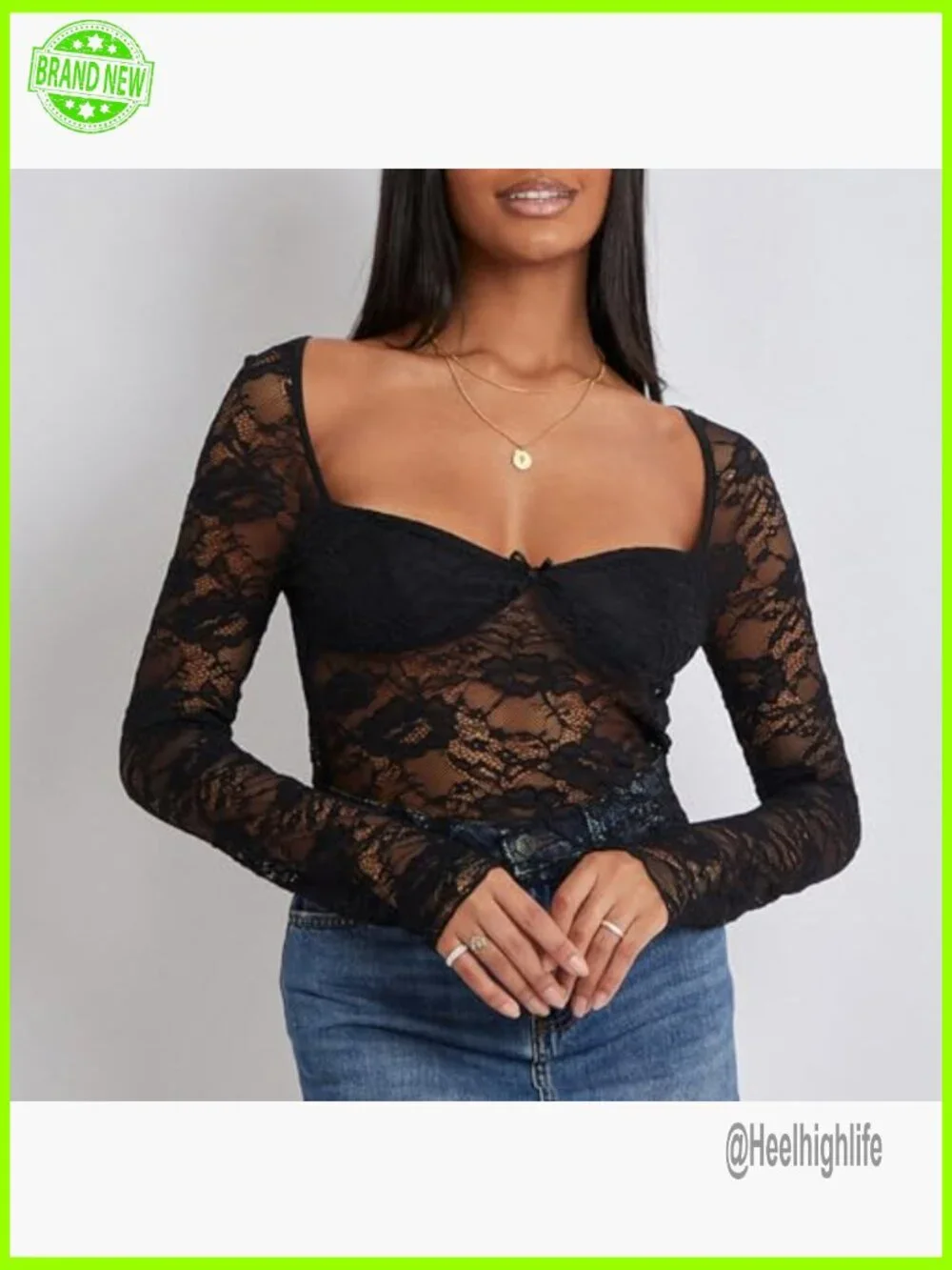Y2K Lace Long Sleeve Crop Top Tee